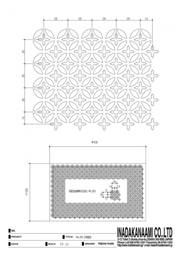 パンチングメタルCADイメ−ジ図　装飾金型NO.205　　　　　作図：稲田肇